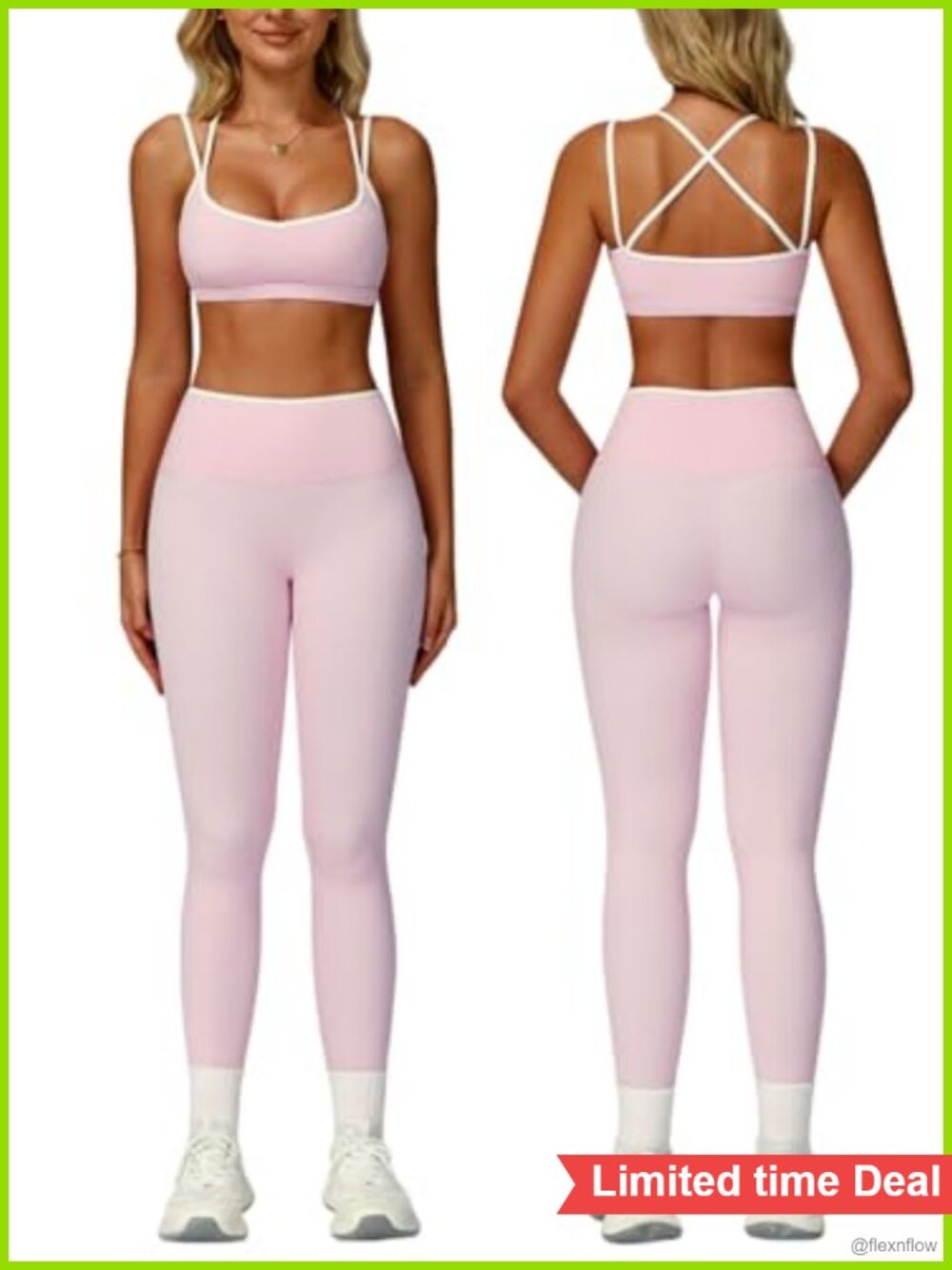 Two Piece Workout Set Strappy Sports Bra High Waist Leggings Women